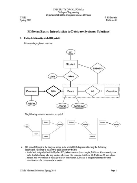 Quiz Exam Keys Introduction to Database Management Systems. . Database system midterm exam
